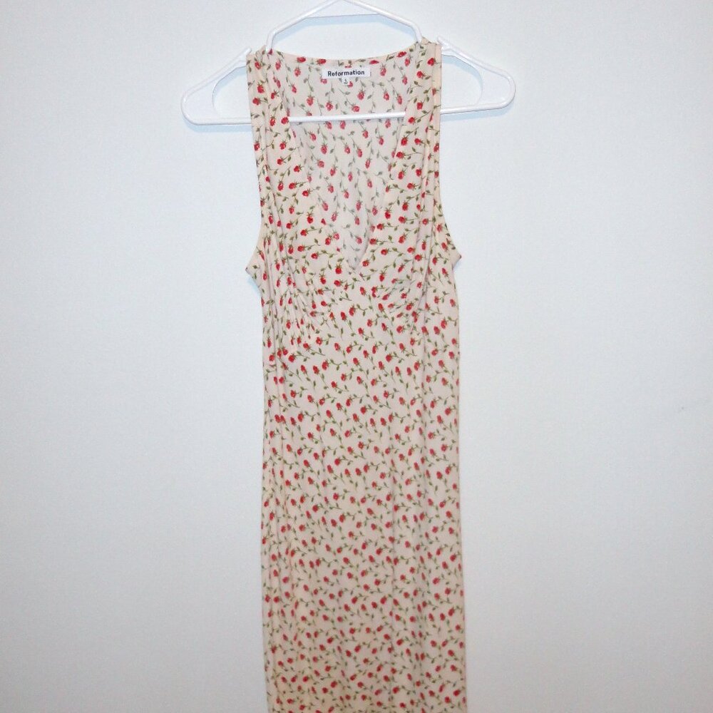 Reformation - The Calix Dress, Size S, White/Red Floral